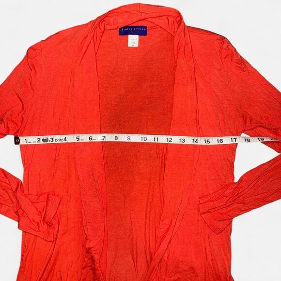 Coral Lightweight Flowy Open Jersey Knit Cardigan - Picture 4 of 7